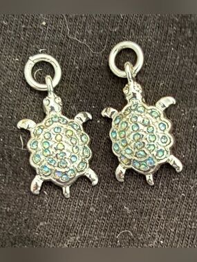 Silver and blue turtle charms for earrings or bracelets